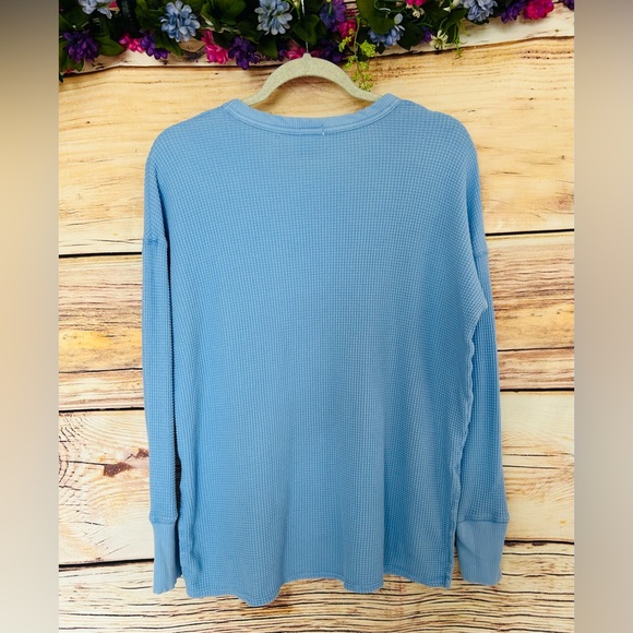 Aerie OFFLINE Women’s Blue It Takes Two To Tango Waffle Long Sleeve Top Size S - Picture 3 of 9
